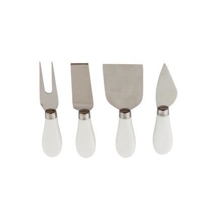 Olio Cheese Board Cutlery Set - White/Silver - 4pc