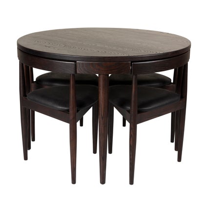 Replica Olsen Dining Table with 4 Chairs - Fixed Table - Dark Ash