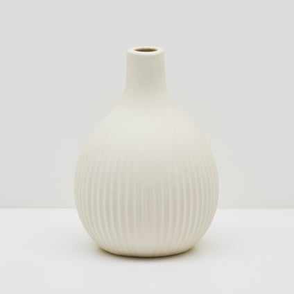 Bulb Ribbed Vase - Bone